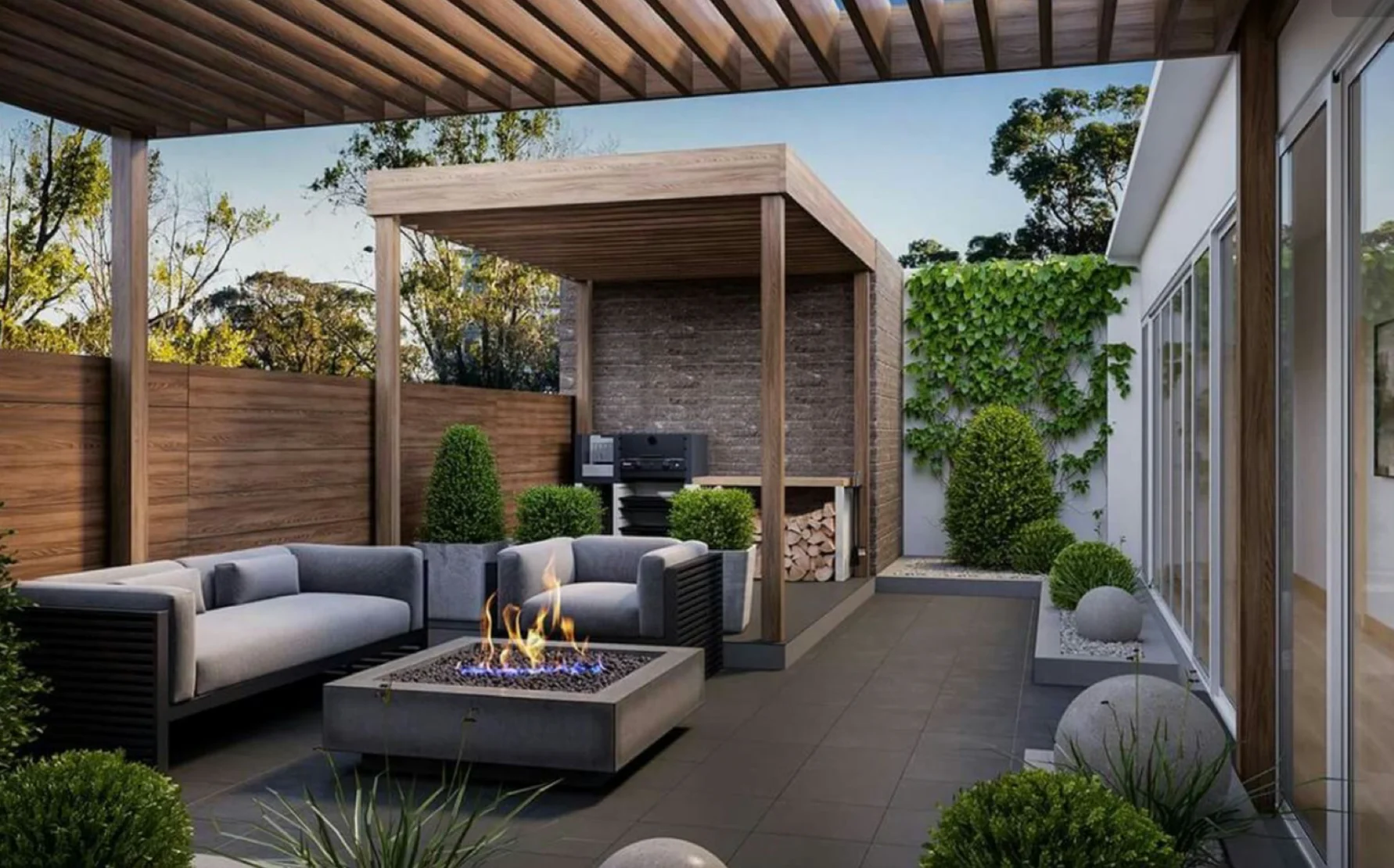 Concrete backyard