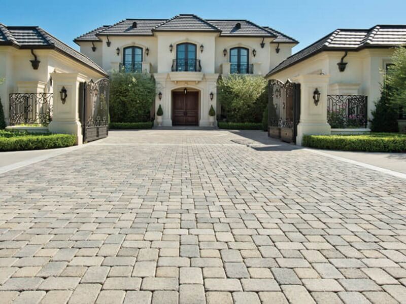 Angelus pavers in basketweave pattern