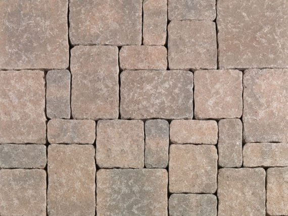 Estate Cobble I & II pavers in Cream Brown Charcoal color